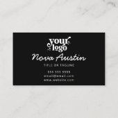 プロフェッショナルモダンブラックQRコードあなたのロゴをアップロード 名刺 (裏面)