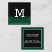 プロフェッショナルモダンブリティッシュ・レーシング・グリーン・モノグラム スクエア名刺 (正面/裏面)