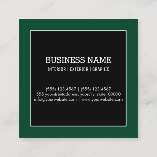 プロフェッショナルモダンブリティッシュ・レーシング・グリーン・モノグラム スクエア名刺 (裏面)