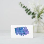 プロフェッショナルモダンブルーとパープルの水彩色 名刺 (スタンド正面)