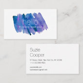 プロフェッショナルモダンブルーとパープルの水彩色 名刺 (正面/裏面)