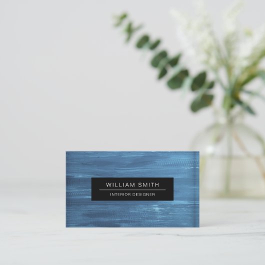 プロフェッショナルモダンブルーウッド木目名刺 名刺 (スタンド正面)