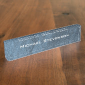 プロフェッショナルモダンブルーミニマリスト デスクネームプレート (側面)