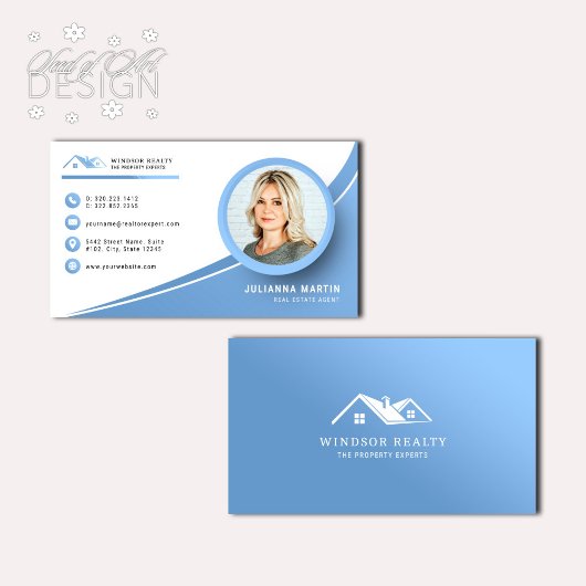 プロフェッショナルモダンブルー実在エテート代理店写真 名刺