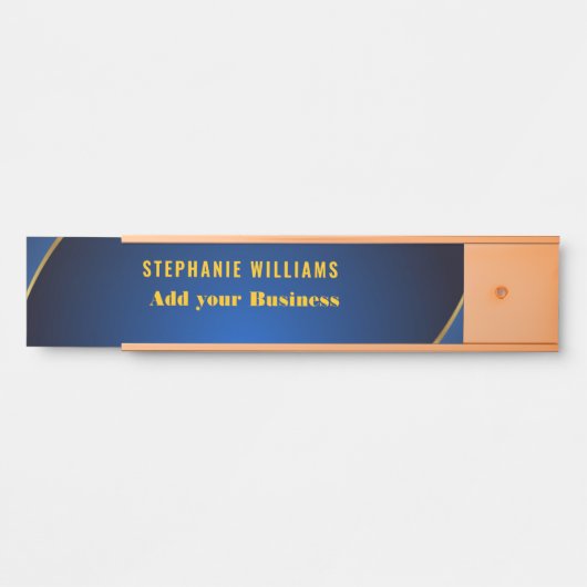 プロフェッショナルモダンブルー金ゴールドオフィス名タイトル サインプレート (正面)