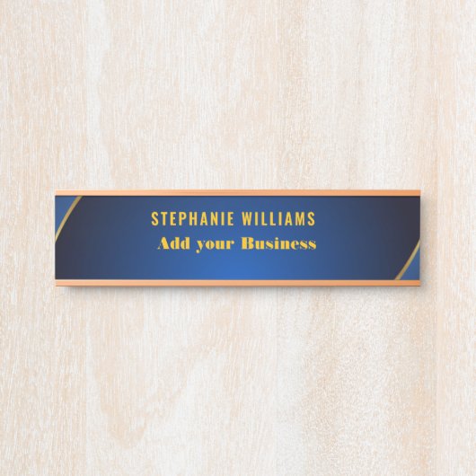 プロフェッショナルモダンブルー金ゴールドオフィス名タイトル サインプレート (正面)