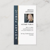 プロフェッショナルモダンブルー&金ゴールドフォト公証人 名刺 (正面)