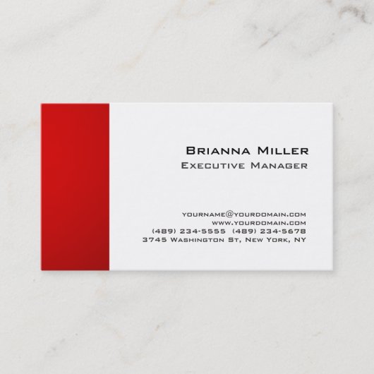 プロフェッショナルモダンプスタイリッシュライルレッドホワイト 名刺 (正面)