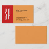 プロフェッショナルモダンプレインモノグラムレッドオレンジ 名刺 (正面/裏面)