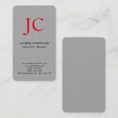 プロフェッショナルモダンプレミアムグレーレッドモノグラム 名刺 (正面/裏面)