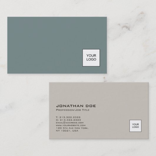 プロフェッショナルモダンプレーンとロゴエレガント色 名刺 (正面/裏面)