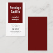 プロフェッショナルモダンプレーン茶色がかった濃い赤白 名刺 (正面/裏面)