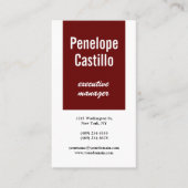 プロフェッショナルモダンプレーン茶色がかった濃い赤白 名刺 (正面)