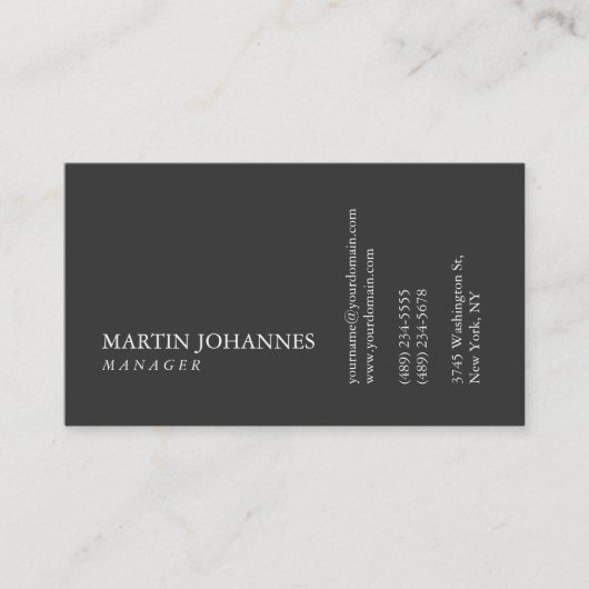 プロフェッショナルモダンプレーン・グレー・ビジネス・カード 名刺 (正面)