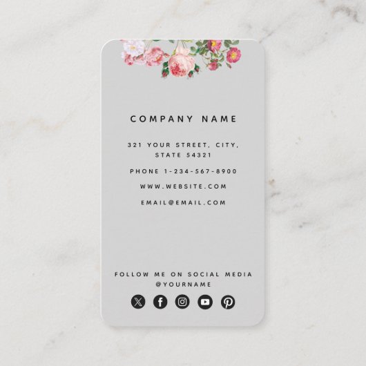 プロフェッショナルモダンヘア&メイクアップソーシャルメディア 名刺 (裏面)