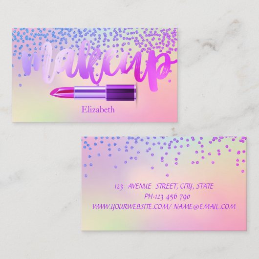 プロフェッショナルモダンホログラフィックダイヤモンドリップスティック 名刺 (正面/裏面)