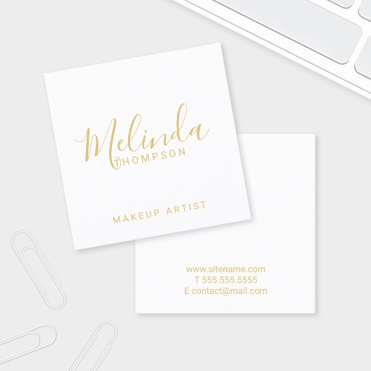 プロフェッショナルモダンホワイトおよび金ゴールド スクエア名刺