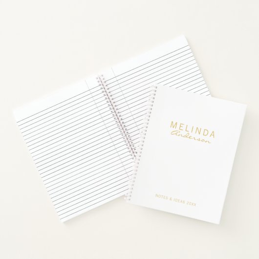 プロフェッショナルモダンホワイトと金ゴールド ノートブック (内部)