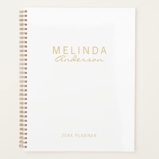 プロフェッショナルモダンホワイトと金ゴールド プランナー手帳 (正面)