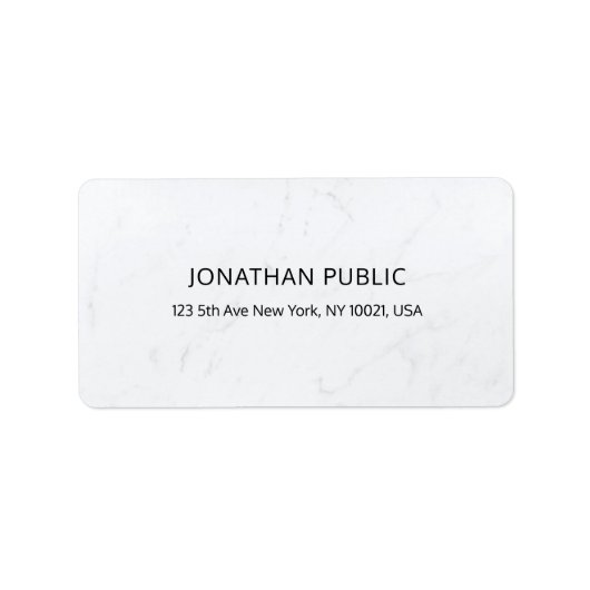 プロフェッショナルモダンホワイトマーブル頭が切れるテンプレート ラベル (正面)