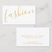 プロフェッショナルモダンホワイト&金ゴールドファッションスタイリスト 名刺 (正面/裏面)