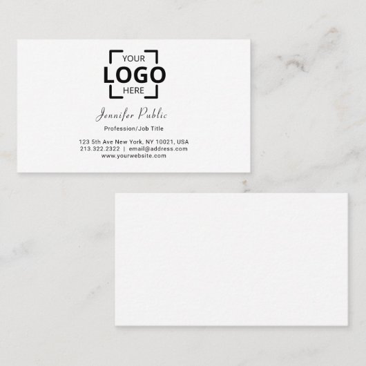 プロフェッショナルモダンホワエレガントイシンプルトプレーン 予約カード (正面/裏面)