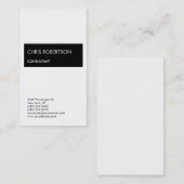 プロフェッショナルモダンホワエレガントイトブラックストライプの 名刺 (正面/裏面)