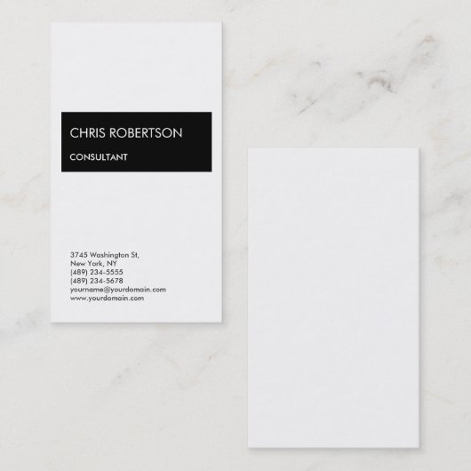 プロフェッショナルモダンホワエレガントイトブラックストライプの 名刺 (正面/裏面)