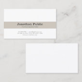 プロフェッショナルモダンホワエレガントイトベージュプレーン 名刺 (正面/裏面)