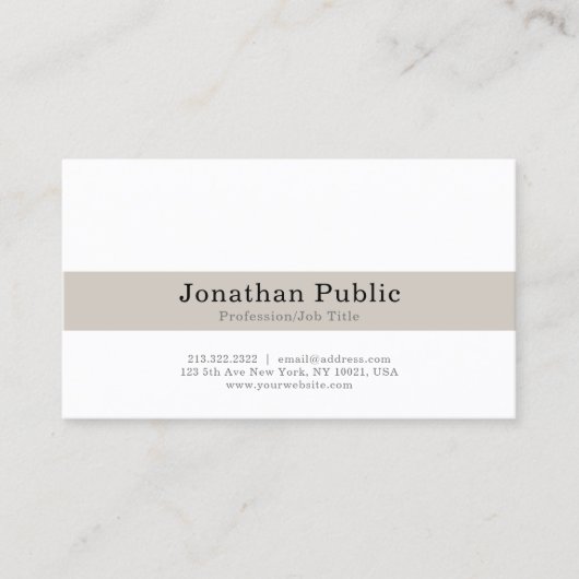 プロフェッショナルモダンホワエレガントイトベージュプレーン 名刺 (正面)