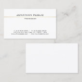 プロフェッショナルモダンホワスタイリッシュイト金ゴールドお洒落プレーン 名刺 (正面/裏面)