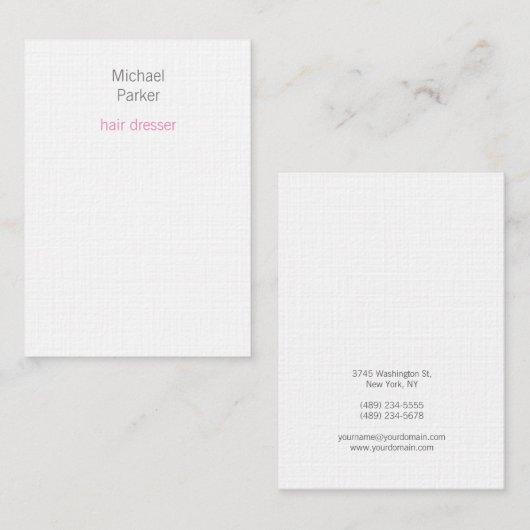 プロフェッショナルモダンミスタイリッシュミニマリストリネン 名刺 (正面/裏面)