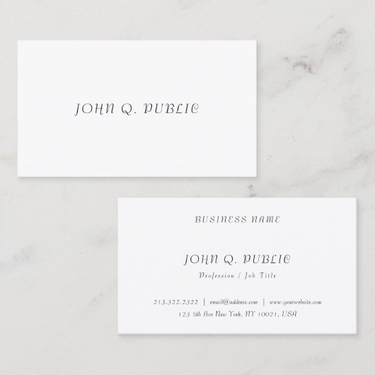 プロフェッショナルモダンミニマエレガントリスシンプルトクール 名刺 (正面/裏面)