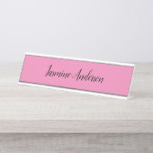 プロフェッショナルモダンミニマリストピンク デスクネームプレート (正面)