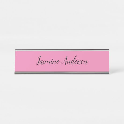 プロフェッショナルモダンミニマリストピンク デスクネームプレート (正面)