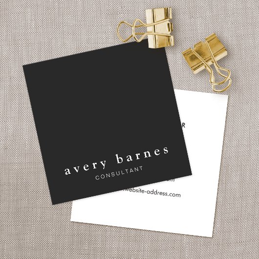 プロフェッショナルモダンミニマリストブラックスクエア スクエア名刺