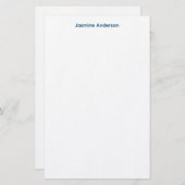 プロフェッショナルモダンミニマリストブルーホワイトリネン 便箋 (正面/裏面)