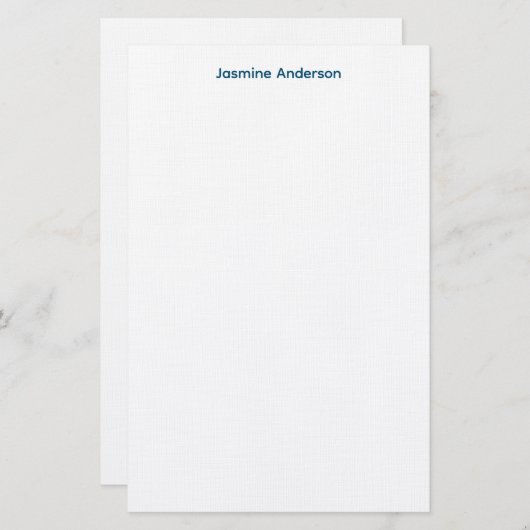 プロフェッショナルモダンミニマリストブルーホワイトリネン 便箋 (正面/裏面)