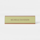 プロフェッショナルモダンミニマリストプレインオリーブグリーン デスクネームプレート (正面)