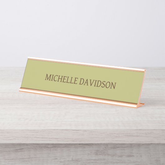 プロフェッショナルモダンミニマリストプレインオリーブグリーン デスクネームプレート (正面)
