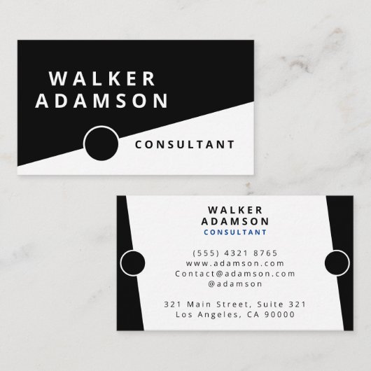 プロフェッショナルモダンミニマリストホワイト&ブラック 名刺 (正面/裏面)