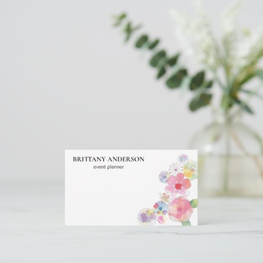 プロフェッショナルモダンミニマリスト水カラーフローラ 名刺 (スタンド正面)
