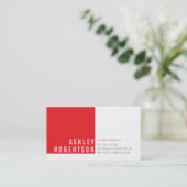 プロフェッショナルモダンミニマルかわいらしコーラルピンク 名刺 (スタンド正面)