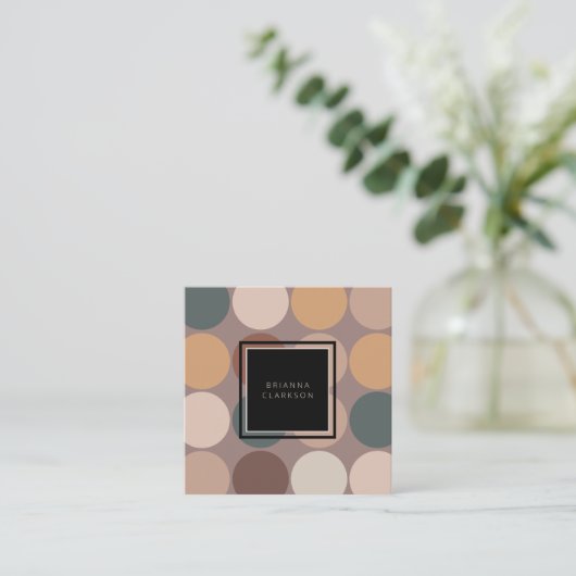 プロフェッショナルモダンミニマルなアーストーンサークル スクエア名刺 (スタンド正面)