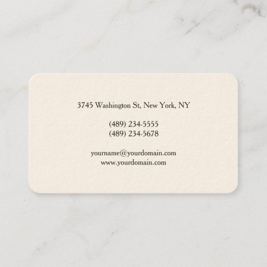 プロフェッショナルモダンミニマルのシグネチャークリーム 名刺 (裏面)