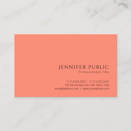 プロフェッショナルモダンミニマルアエレガントプリコースカラー 名刺 (正面)