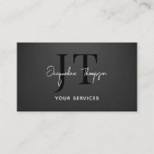 プロフェッショナルモダンミニマルタイポグラフィブラック紙 名刺 (正面)