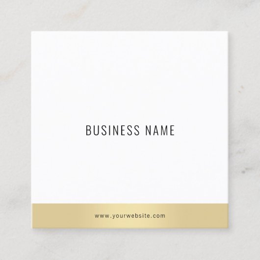 プロフェッショナルモダンミニマルテンプレート金ゴールド白 スクエア名刺 (正面)