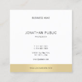 プロフェッショナルモダンミニマルテンプレート金ゴールド白 スクエア名刺 (裏面)