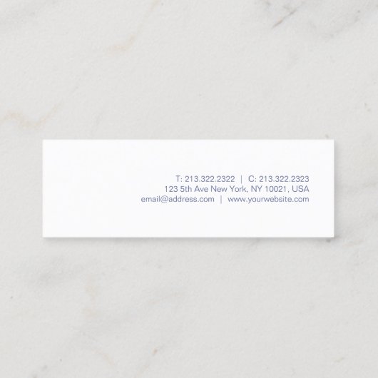 プロフェッショナルモダンミニマルデザインブルーホワイト スキニー名刺 (裏面)